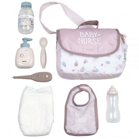 Gentuta de infasat pentru papusa Smoby Baby Nurse Changing Bag crem cu accesorii - imagine 8